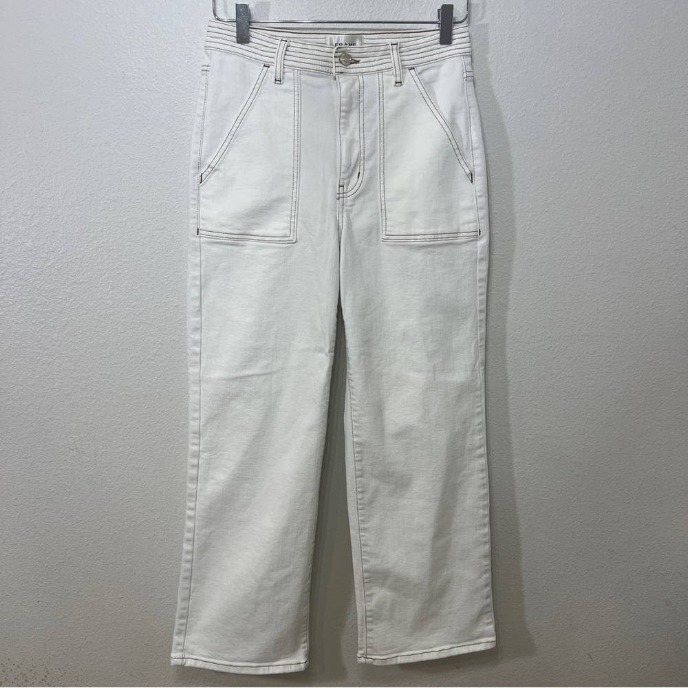 FRAME denim the Utility Trouser Wide Leg Jeans Au Natural Clean Contrast Stitch - Picture 3 of 12